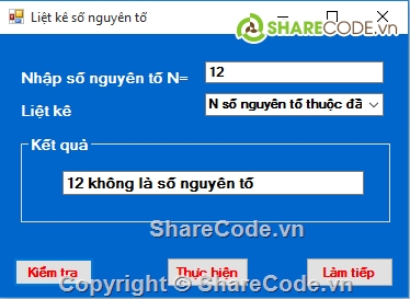 Liệt kê số nguyên tố,số nguyên tố,kiểm tra số nguyên tố,so nguyen to